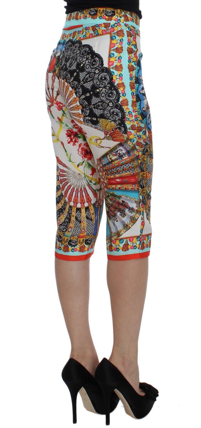 Dolce & Gabbana Multicolor Majolica Silk Capri Pants - Sandy Store ByNet