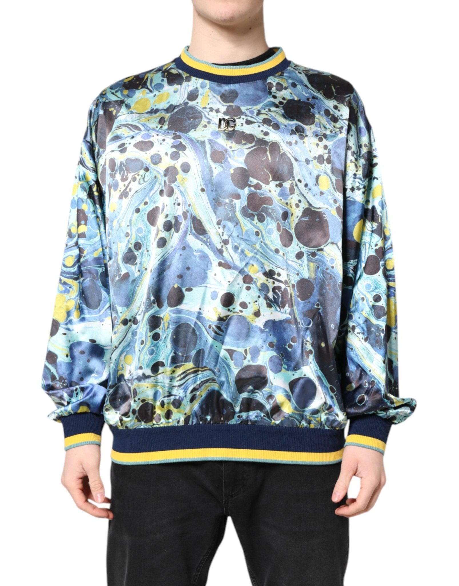 Dolce & Gabbana Multicolor Marble Print Men Pullover Sweater – IT52 | XL par Dolce & Gabbana | Disponible sur Sandy Store ByNet