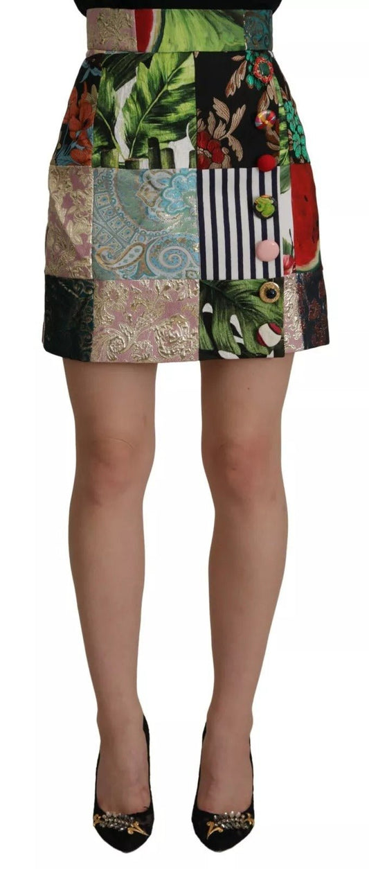 Dolce & Gabbana Multicolor Patchwork A - line Polyester Skirt – IT38 | XS par Dolce & Gabbana | Disponible sur Sandy Store ByNet