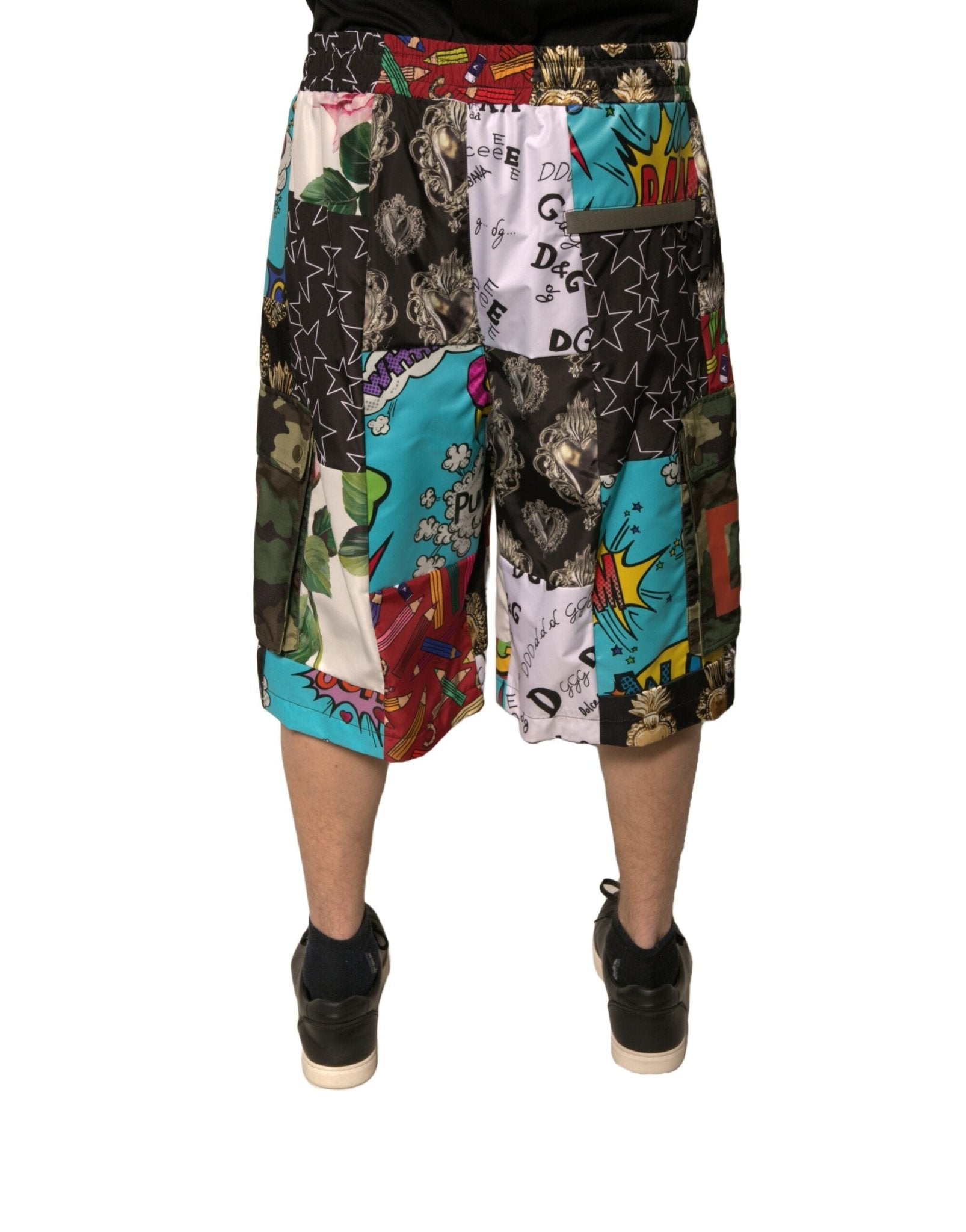 Dolce & Gabbana Multicolor Patchwork Cargo Bermuda Shorts - Sandy Store ByNet