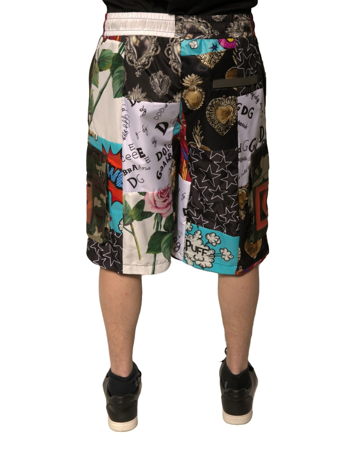 Dolce & Gabbana Multicolor Patchwork Cargo Bermuda Shorts - Sandy Store ByNet