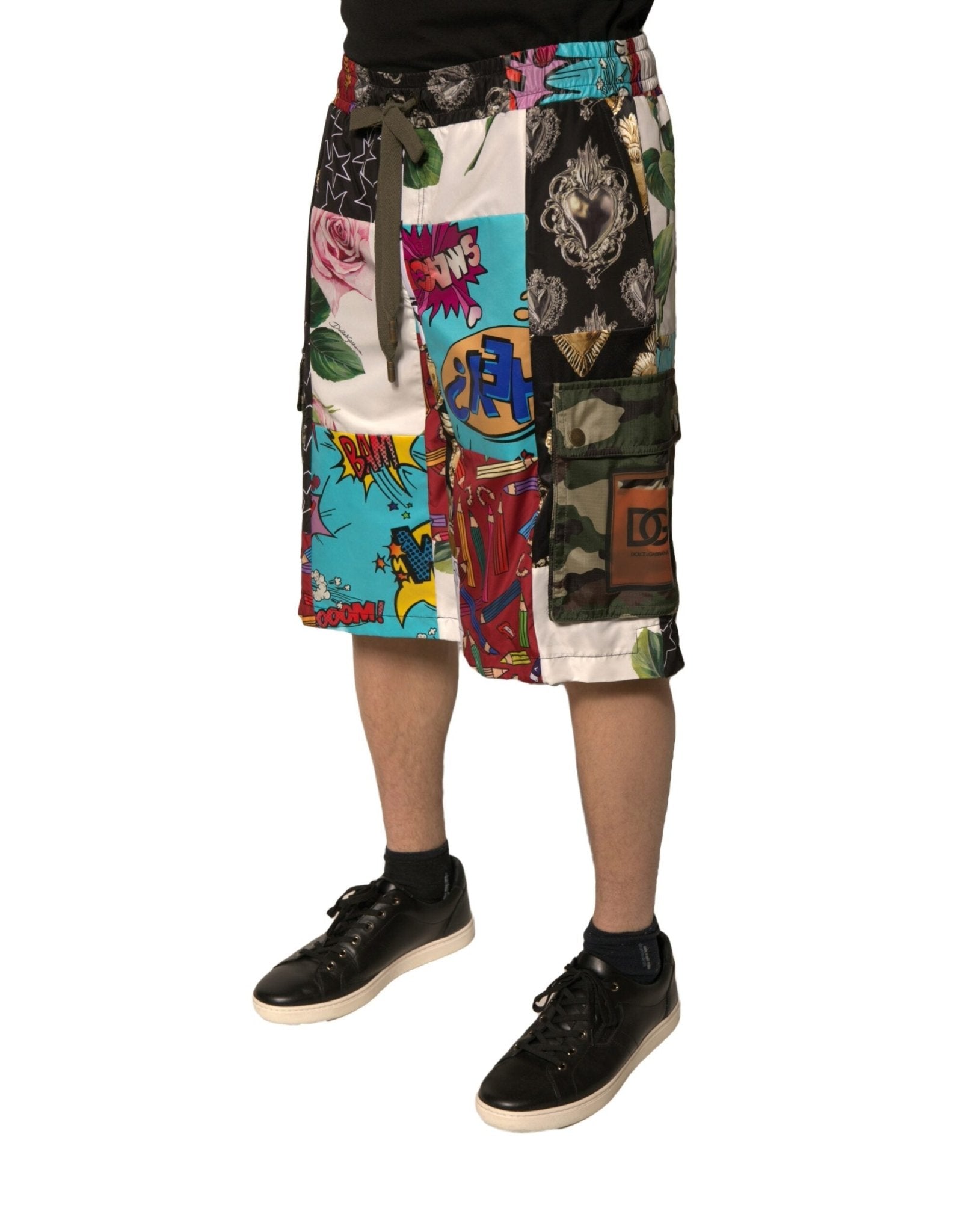 Dolce & Gabbana Multicolor Patchwork Cargo Bermuda Shorts - Sandy Store ByNet
