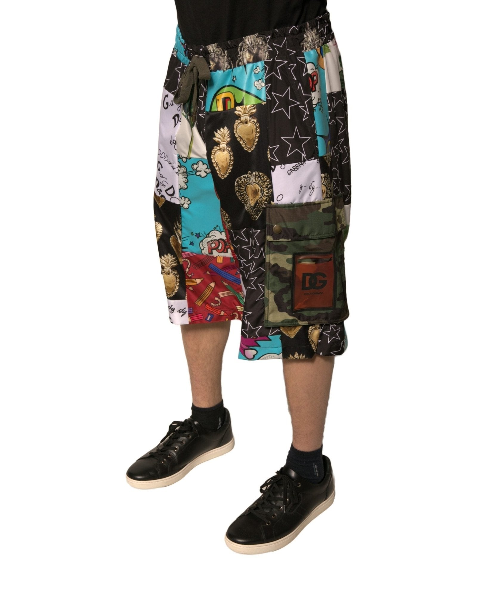 Dolce & Gabbana Multicolor Patchwork Cargo Bermuda Shorts - Sandy Store ByNet