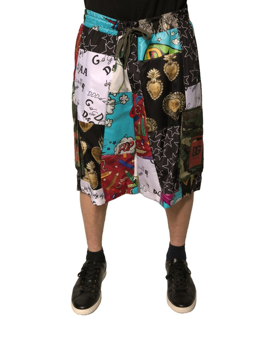 Dolce & Gabbana Multicolor Patchwork Cargo Bermuda Shorts - Sandy Store ByNet