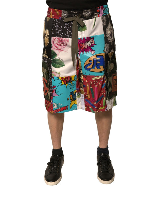 Dolce & Gabbana Multicolor Patchwork Cargo Bermuda Shorts - Sandy Store ByNet