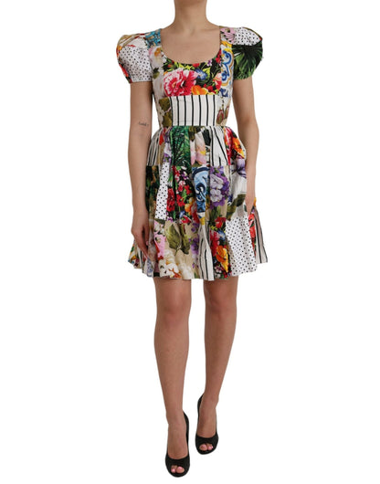 Dolce & Gabbana Multicolor Patchwork Cotton Aline Mini Dress - Sandy Store ByNet