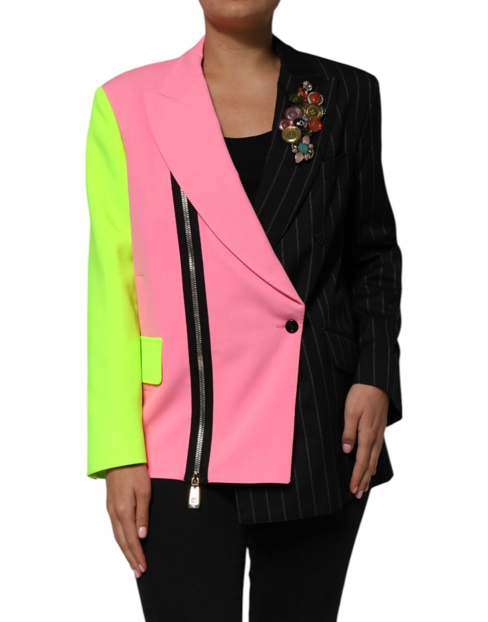 Dolce & Gabbana Multicolor Patchwork Embellished Coat Jacket – IT40|S par Dolce & Gabbana | Disponible sur Sandy Store ByNet