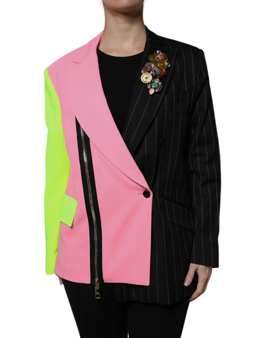 Dolce & Gabbana Multicolor Patchwork Embellished Coat Jacket - Sandy Store ByNet
