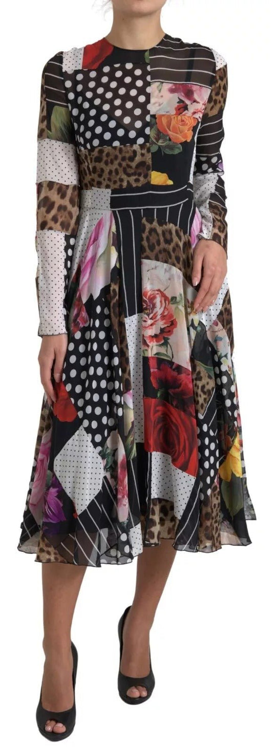 Dolce & Gabbana Multicolor Patchwork Floral Leopard Dress – IT46|XL par Dolce & Gabbana | Disponible sur Sandy Store ByNet