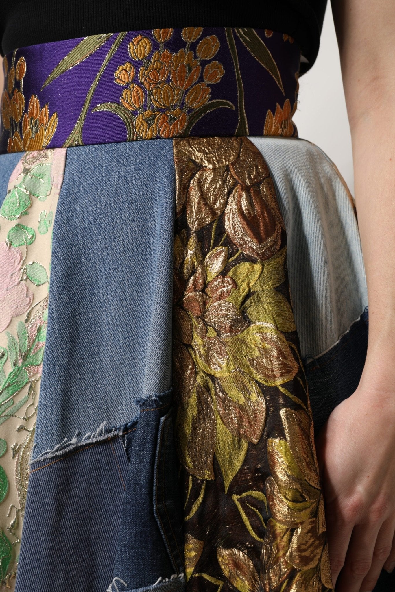 Dolce & Gabbana Multicolor Patchwork High Waisted Midi Skirt - Sandy Store ByNet