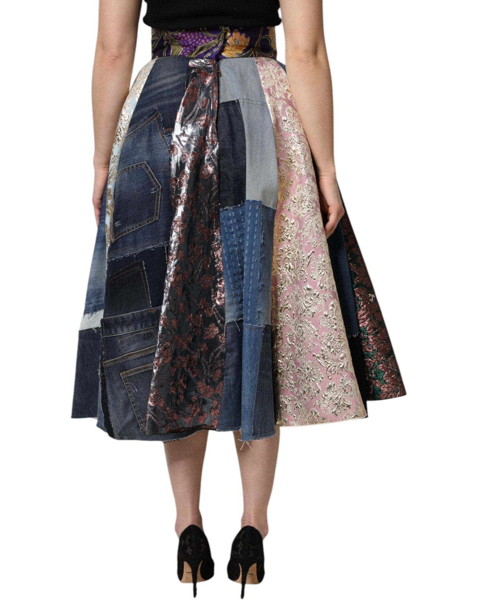 Dolce & Gabbana Multicolor Patchwork High Waisted Midi Skirt - Sandy Store ByNet