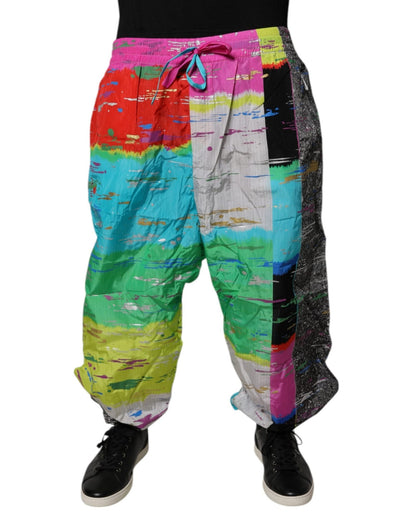 Dolce & Gabbana Multicolor Patchwork Mid Waist Sweatpants Pants – IT60 | 3XL par Dolce & Gabbana | Disponible sur Sandy Store ByNet
