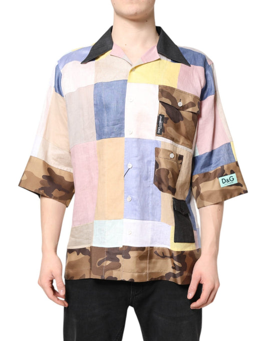 Dolce & Gabbana Multicolor Patchwork Short Sleeve Shirt – IT40 | M par Dolce & Gabbana | Disponible sur Sandy Store ByNet