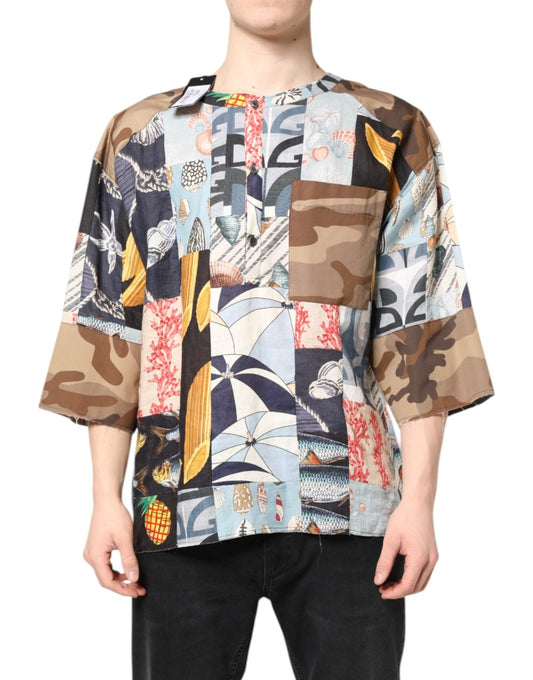 Dolce & Gabbana Multicolor Patchwork Short Sleeves Shirt – IT48 | M par Dolce & Gabbana | Disponible sur Sandy Store ByNet