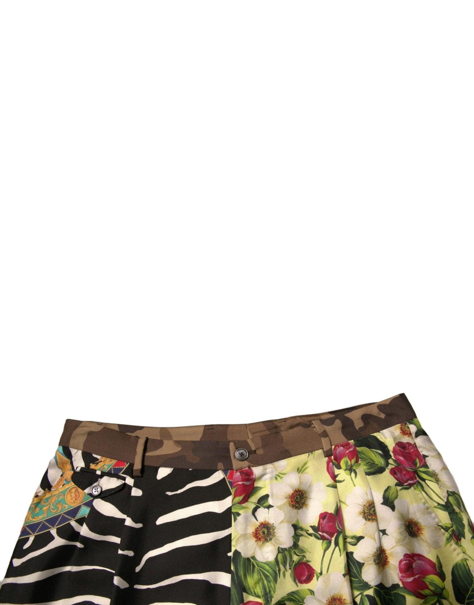 Dolce & Gabbana Multicolor Patchwork Silk Men Chino Shorts - Sandy Store ByNet
