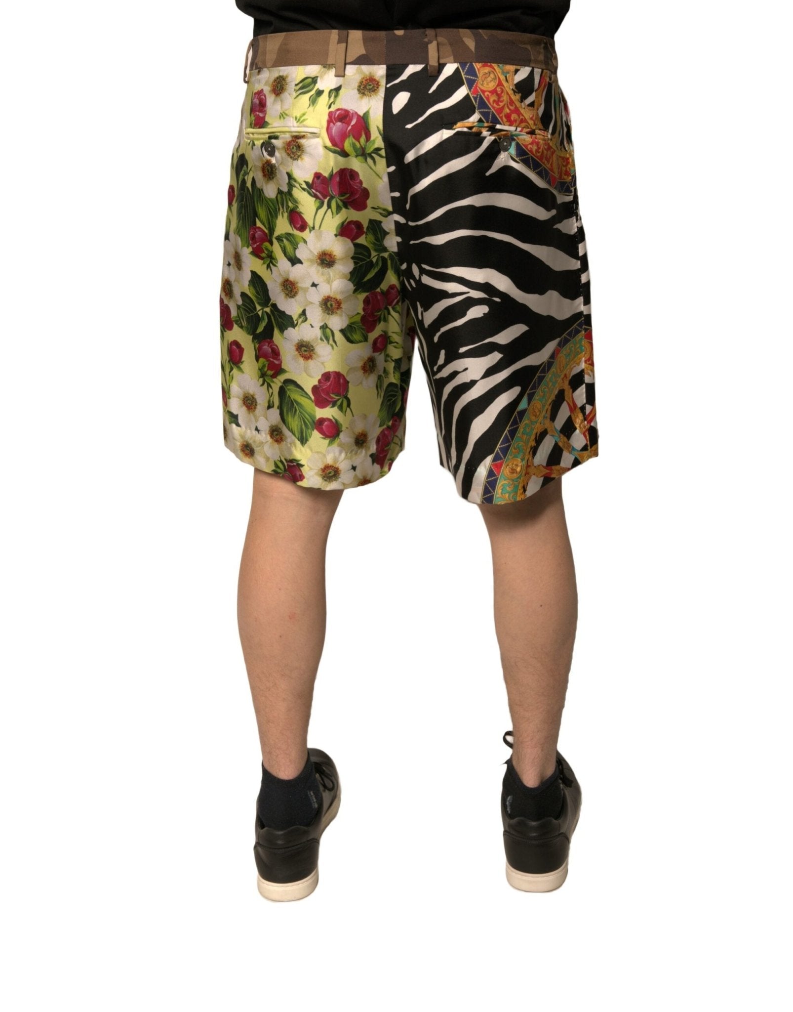 Dolce & Gabbana Multicolor Patchwork Silk Men Chino Shorts - Sandy Store ByNet