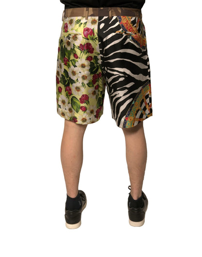 Dolce & Gabbana Multicolor Patchwork Silk Men Chino Shorts - Sandy Store ByNet