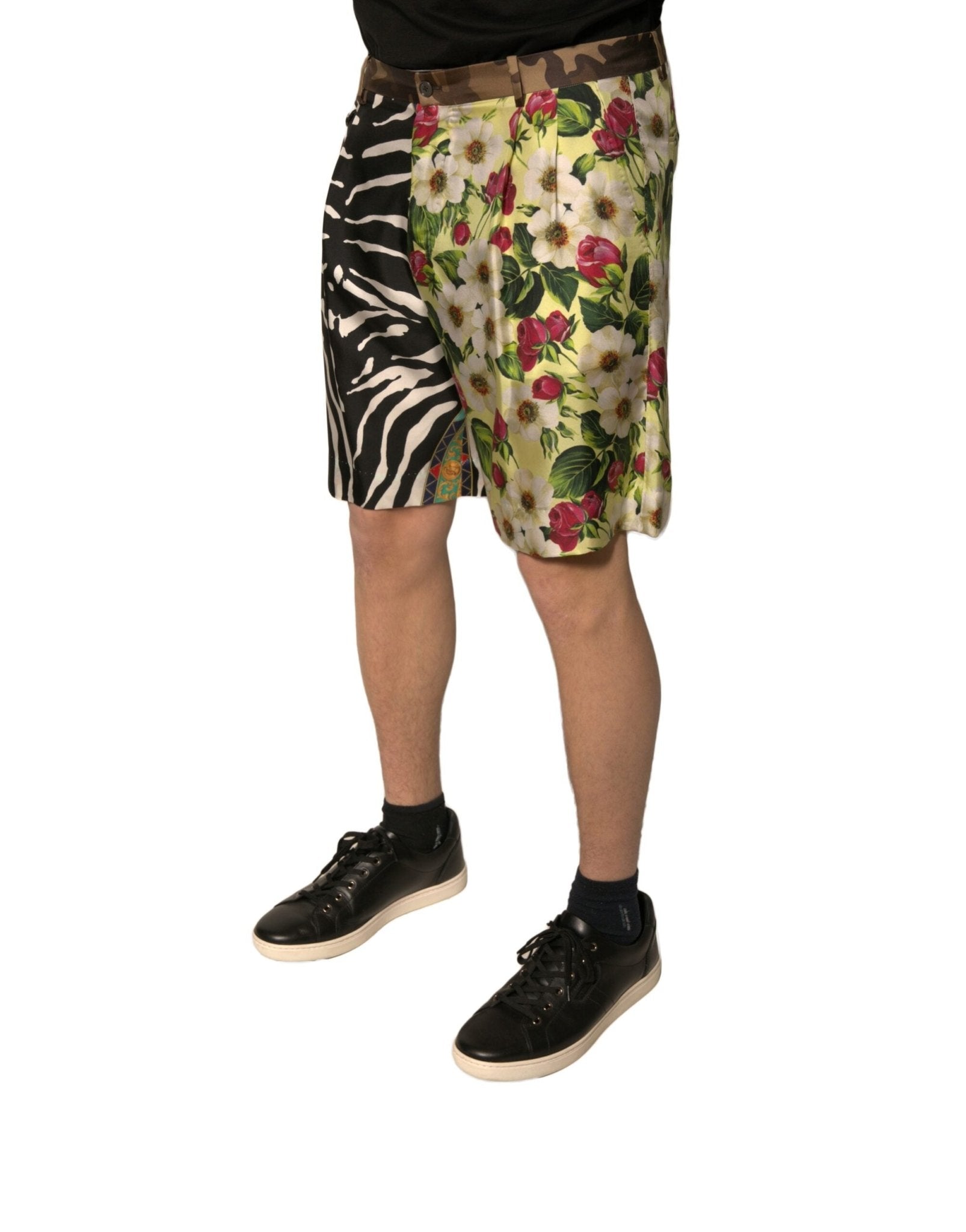 Dolce & Gabbana Multicolor Patchwork Silk Men Chino Shorts - Sandy Store ByNet