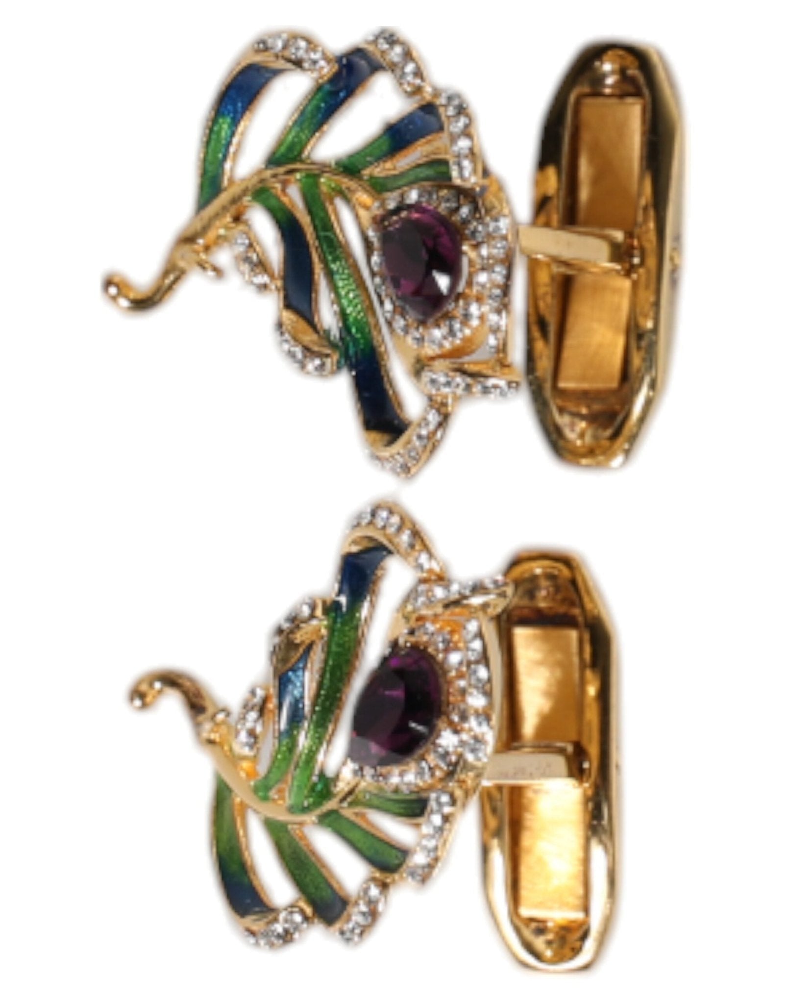 Dolce & Gabbana Multicolor Peacock Feathers 925 Sterling Silver Cufflink - Sandy Store ByNet