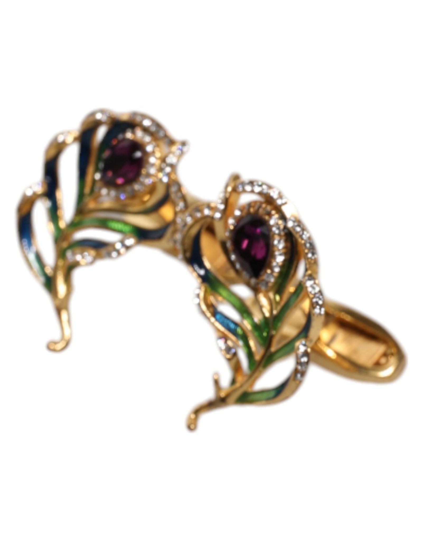 Dolce & Gabbana Multicolor Peacock Feathers 925 Sterling Silver Cufflink - Sandy Store ByNet