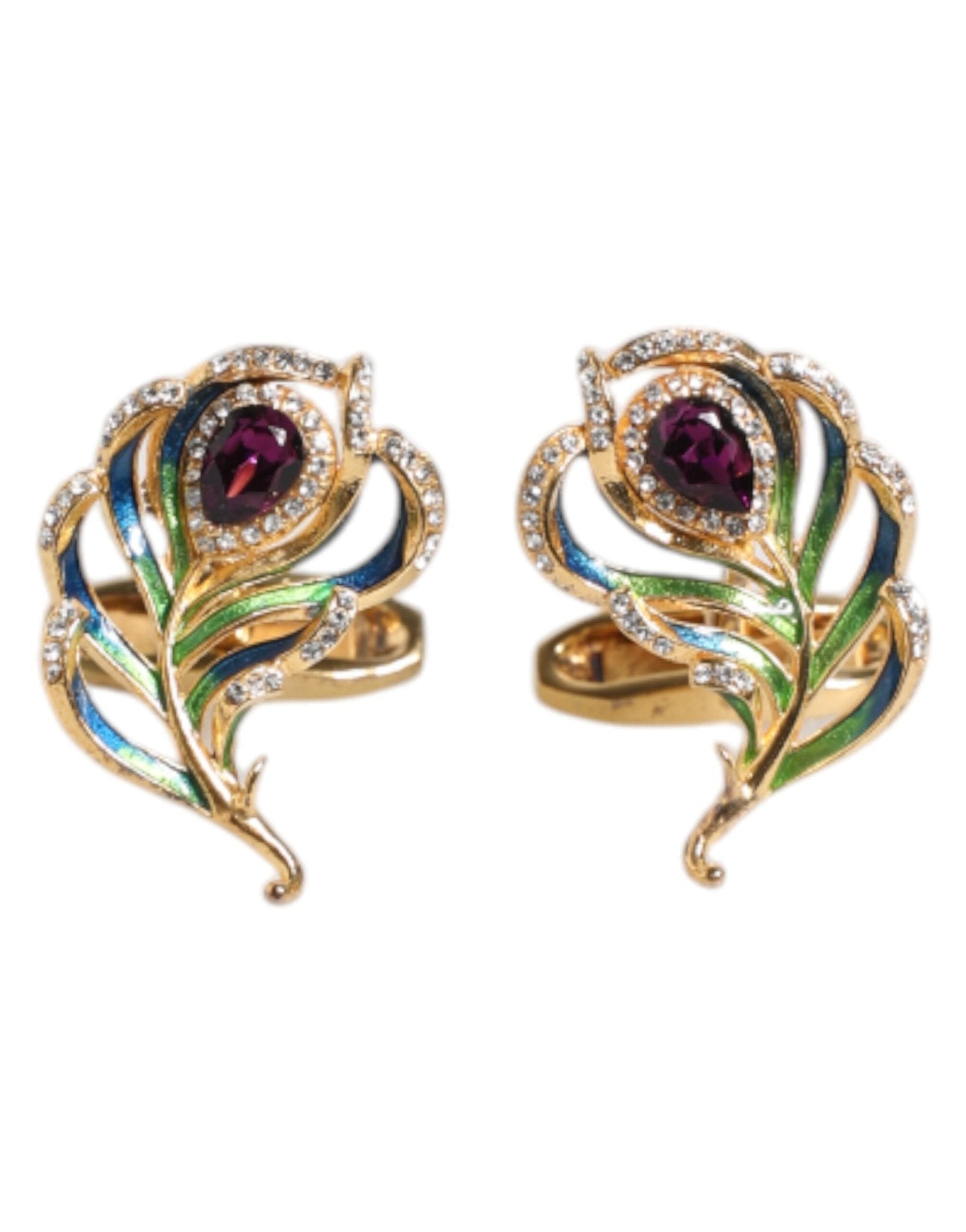 Dolce & Gabbana Multicolor Peacock Feathers 925 Sterling Silver Cufflink - Sandy Store ByNet