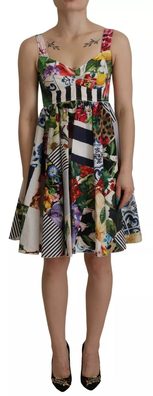 Dolce & Gabbana Multicolor Poplin Floral Mini Flared Dress – IT46|XL par Dolce & Gabbana | Disponible sur Sandy Store ByNet