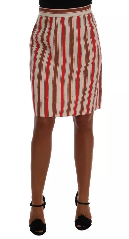 Dolce & Gabbana Multicolor Portofino Stripes Cotton Midi Skirt – IT40|S par Dolce & Gabbana | Disponible sur Sandy Store ByNet