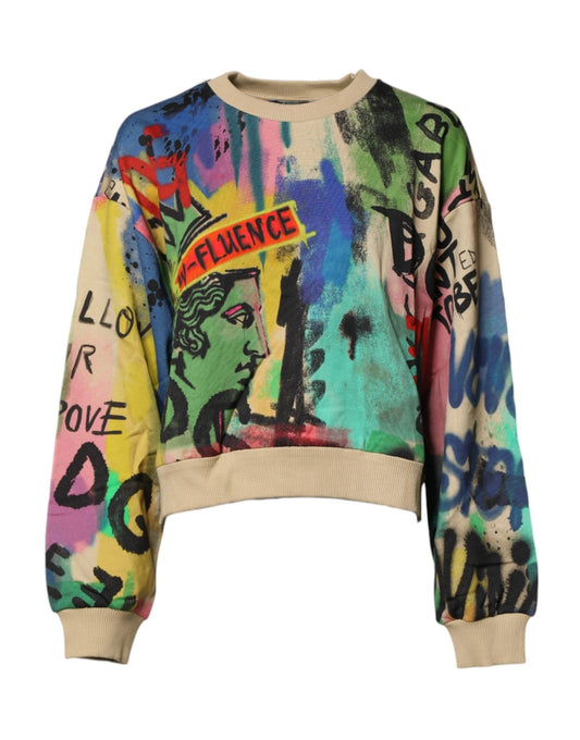 Dolce & Gabbana Multicolor Print Cotton Pullover Sweater – IT40|S par Dolce & Gabbana | Disponible sur Sandy Store ByNet