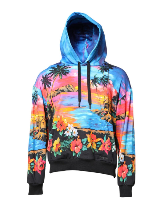 Dolce & Gabbana Multicolor Print Hooded Sweatshirt Sweater – IT52 | XL par Dolce & Gabbana | Disponible sur Sandy Store ByNet