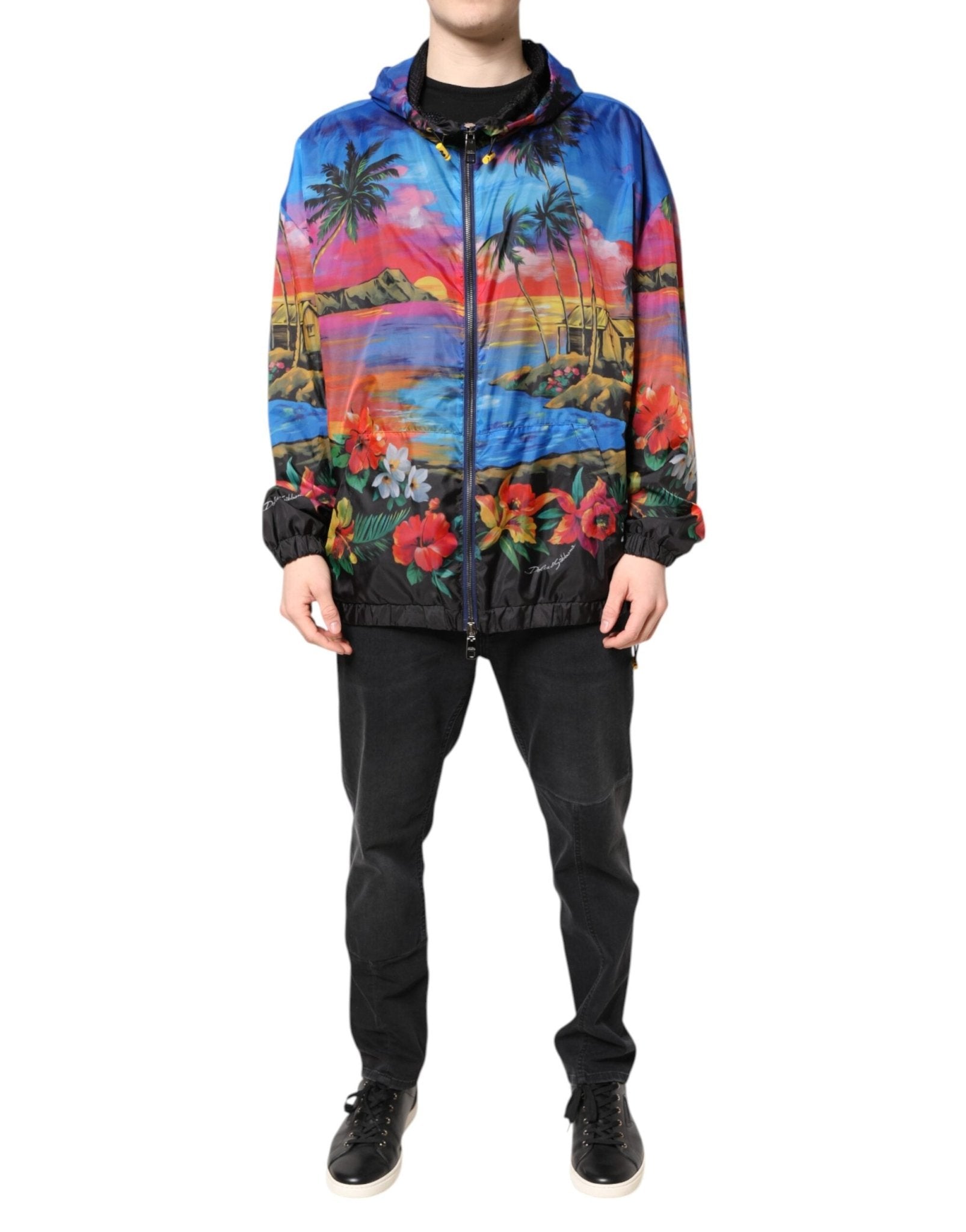 Dolce & Gabbana Multicolor Print Hooded Windbreaker Jacket – IT50 | L par Dolce & Gabbana | Disponible sur Sandy Store ByNet