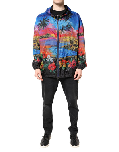 Dolce & Gabbana Multicolor Print Hooded Windbreaker Jacket – IT50 | L par Dolce & Gabbana | Disponible sur Sandy Store ByNet
