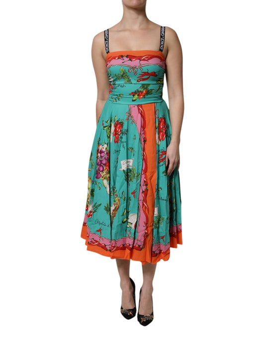 Dolce & Gabbana Multicolor Printed Silk Sleeveless Midi Dress – IT38 | XS par Dolce & Gabbana | Disponible sur Sandy Store ByNet