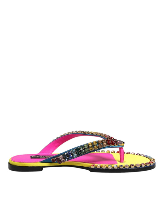 Dolce & Gabbana Multicolor Rhinestone Flip Flop Flat Sandals Shoes – EU42/US11.5 par Dolce & Gabbana | Disponible sur Sandy Store ByNet