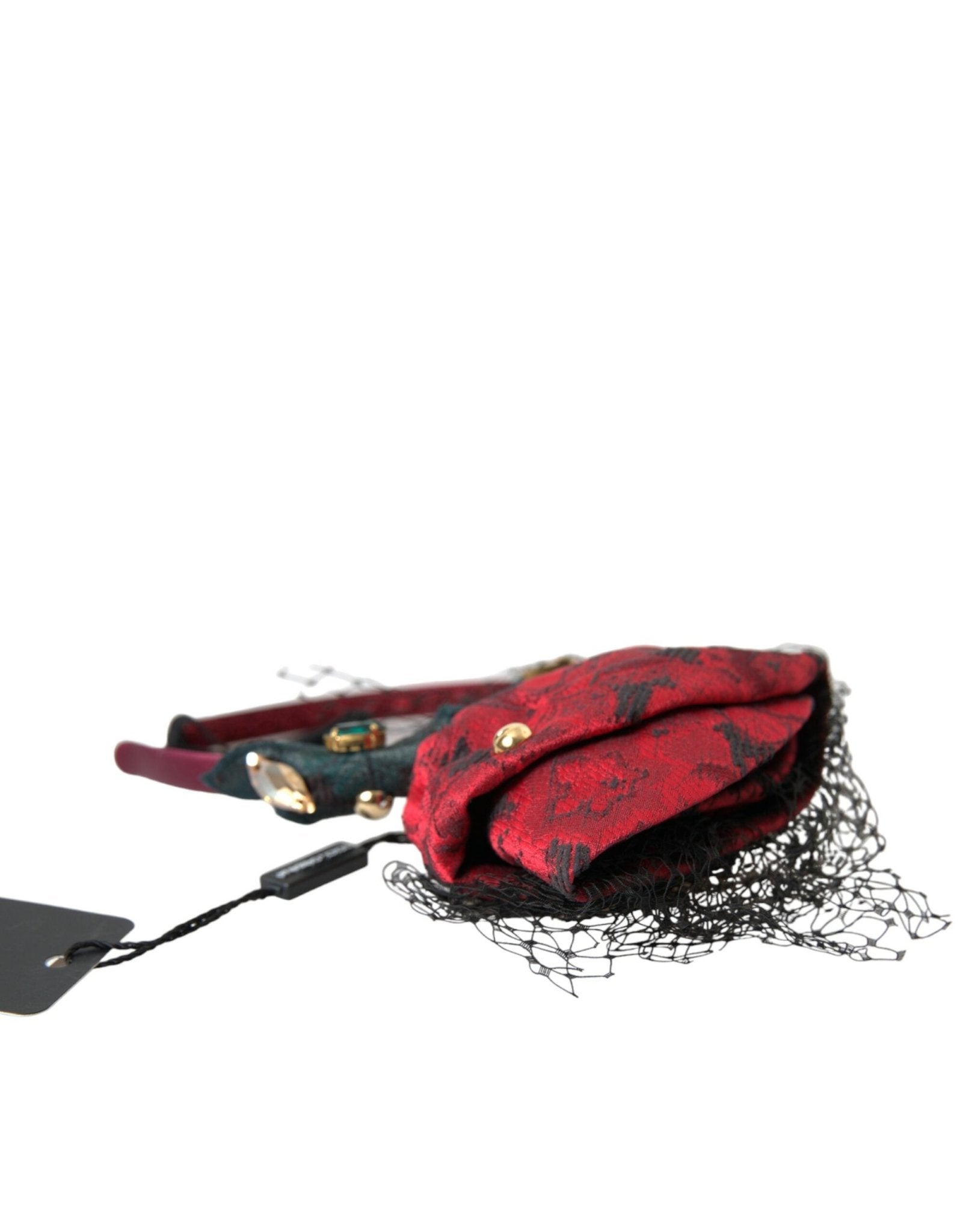 Dolce & Gabbana Multicolor Rose Silk Crystal Netted Logo Headband Diadem - Sandy Store ByNet