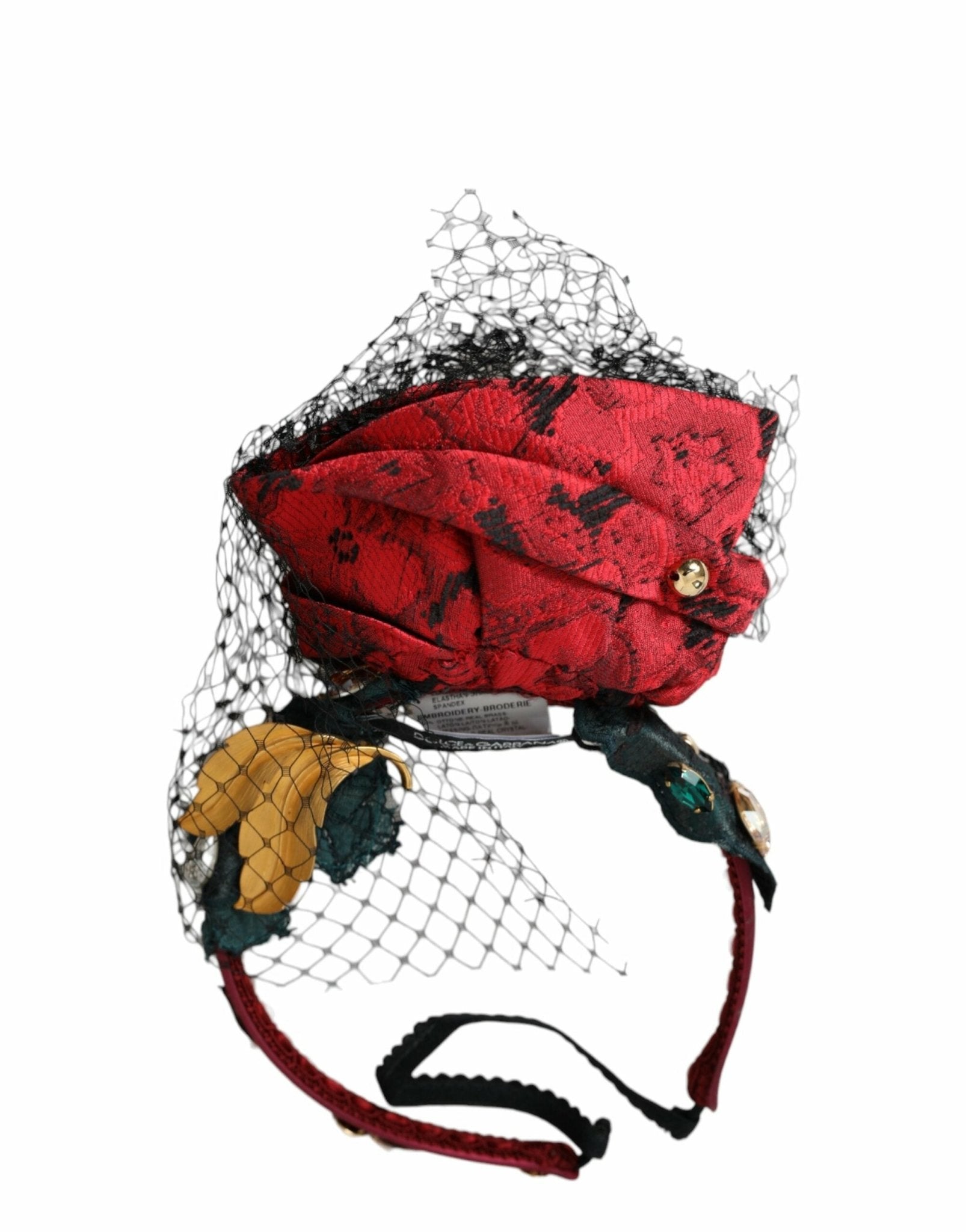 Dolce & Gabbana Multicolor Rose Silk Crystal Netted Logo Headband Diadem - Sandy Store ByNet