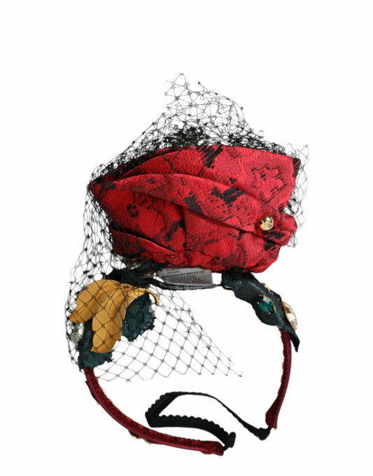 Dolce & Gabbana Multicolor Rose Silk Crystal Netted Logo Headband Diadem - Sandy Store ByNet