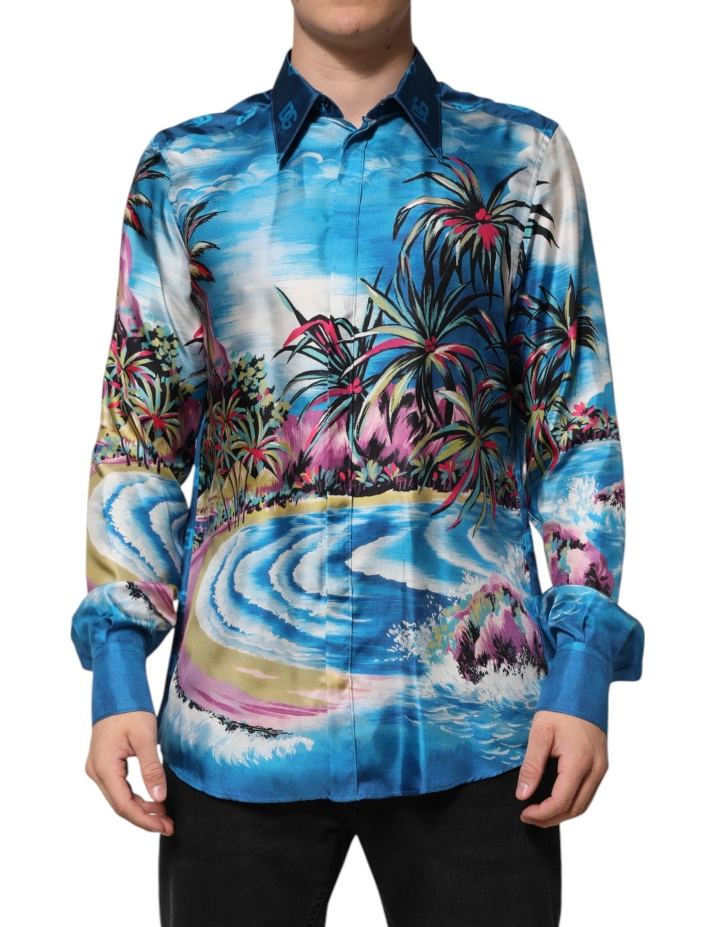 Dolce & Gabbana Multicolor Silk DG Long Sleeves Formal Shirt – IT41 | L par Dolce & Gabbana | Disponible sur Sandy Store ByNet