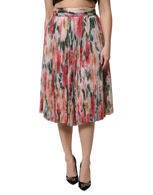 Dolce & Gabbana Multicolor Silk Floral High Waist Midi Skirt – IT38 | XS par Dolce & Gabbana | Disponible sur Sandy Store ByNet