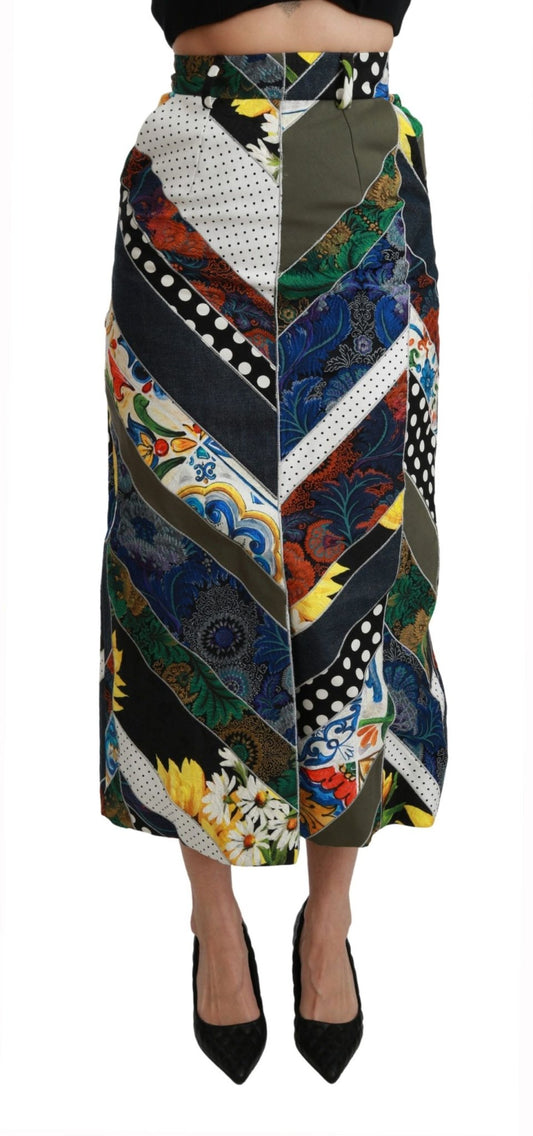 Dolce & Gabbana Multicolor Silk Geometric High Waist Maxi Skirt – IT40|S par Dolce & Gabbana | Disponible sur Sandy Store ByNet