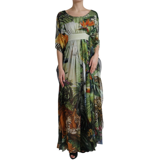 Dolce & Gabbana Multicolor Silk Jungle Print Women Maxi Dress – IT36|XXS par Dolce & Gabbana | Disponible sur Sandy Store ByNet