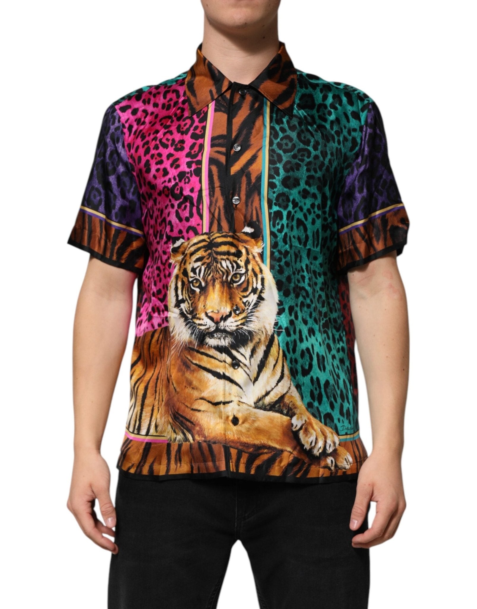 Dolce & Gabbana Multicolor Silk Tiger Print Hawaiian T-shirt – IT37 | XS par Dolce & Gabbana | Disponible sur Sandy Store ByNet