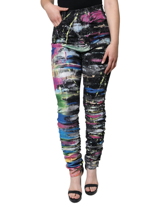 Dolce & Gabbana Multicolor Splatter Paint Cotton Skinny Denim Jeans – IT44 | L par Dolce & Gabbana | Disponible sur Sandy Store ByNet
