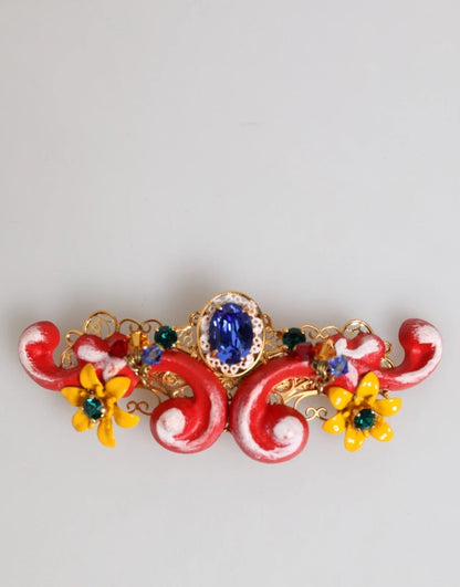 Dolce & Gabbana Multicolor Spring CARRETTO Gold Brass Crystal Hair Clip – par Dolce & Gabbana | Disponible sur Sandy Store ByNet