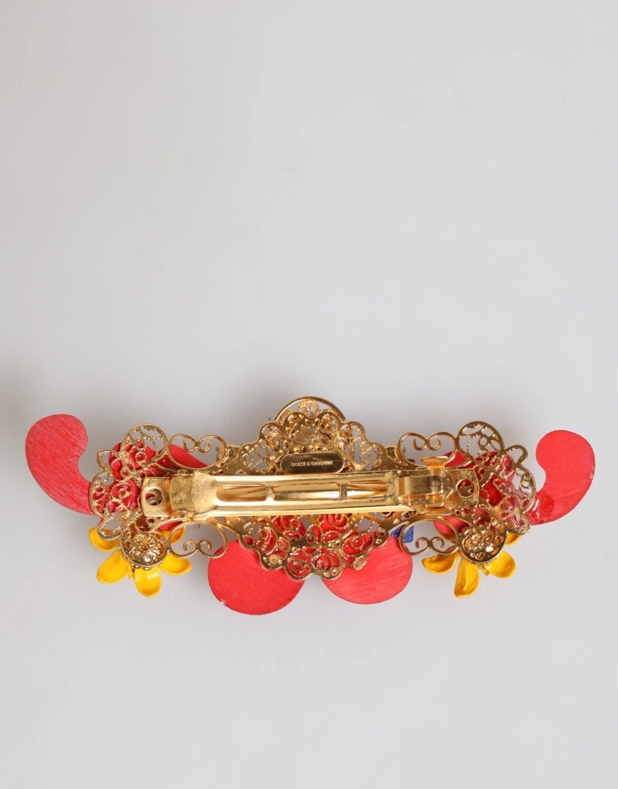 Dolce & Gabbana Multicolor Spring CARRETTO Gold Brass Crystal Hair Clip – par Dolce & Gabbana | Disponible sur Sandy Store ByNet