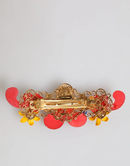 Dolce & Gabbana Multicolor Spring CARRETTO Gold Brass Crystal Hair Clip – par Dolce & Gabbana | Disponible sur Sandy Store ByNet
