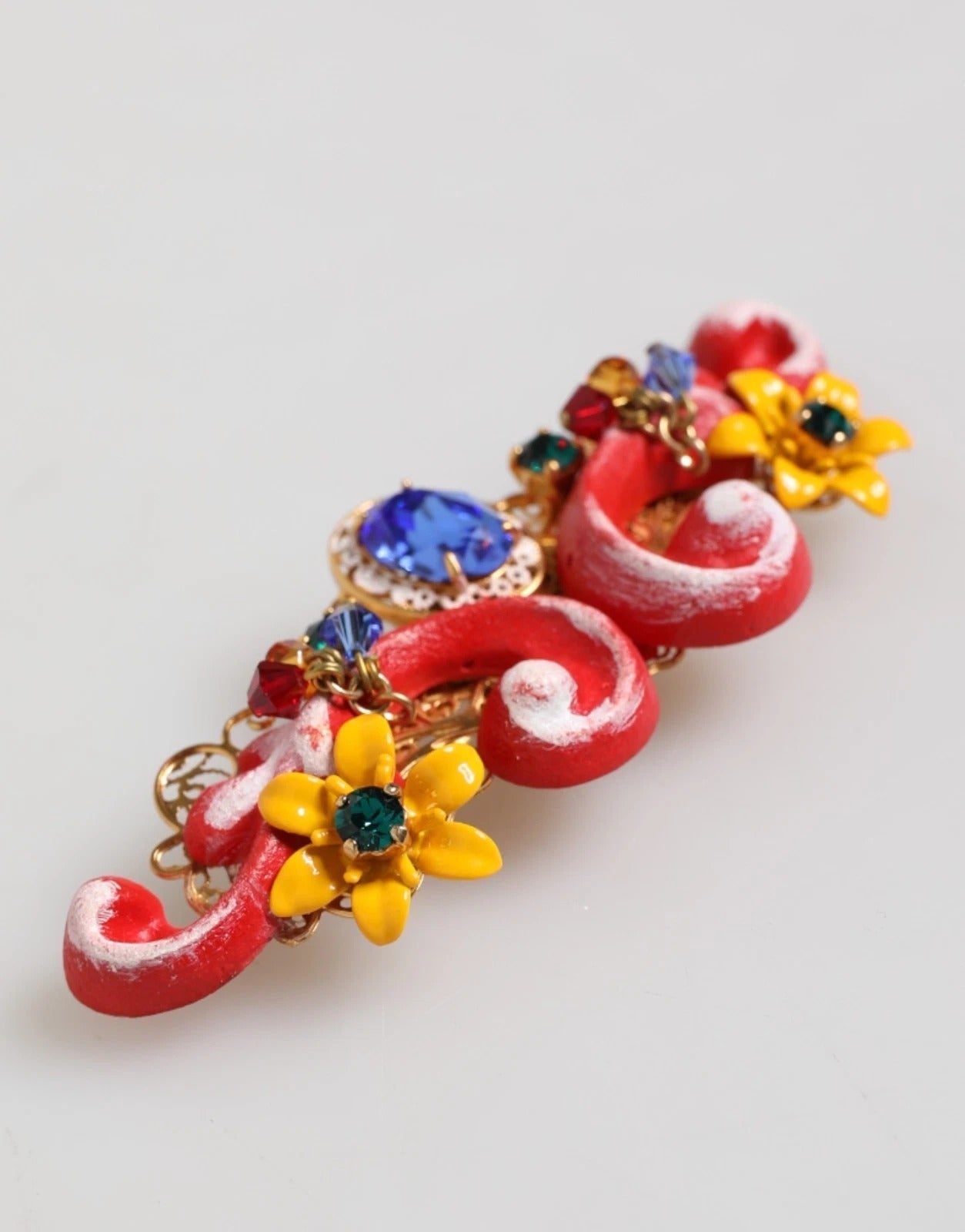 Dolce & Gabbana Multicolor Spring CARRETTO Gold Brass Crystal Hair Clip – par Dolce & Gabbana | Disponible sur Sandy Store ByNet