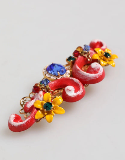 Dolce & Gabbana Multicolor Spring CARRETTO Gold Brass Crystal Hair Clip – par Dolce & Gabbana | Disponible sur Sandy Store ByNet