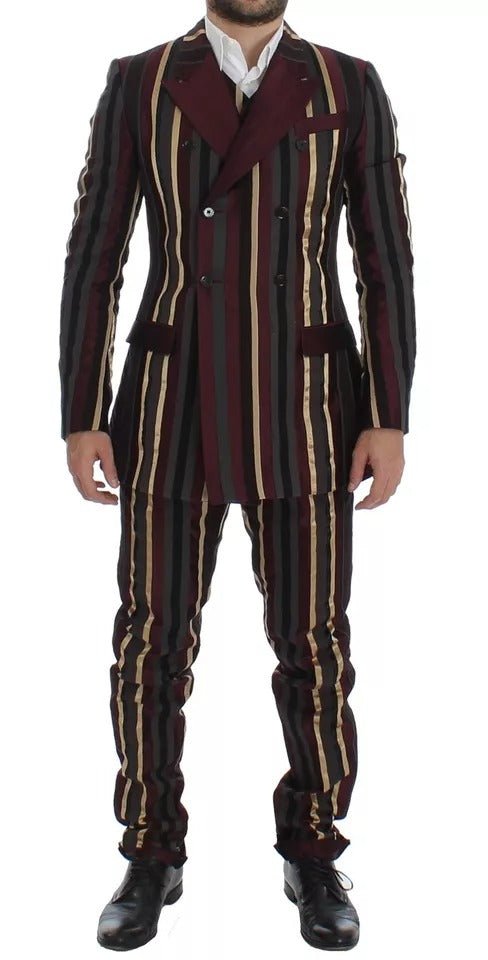 Dolce & Gabbana Multicolor Striped Runway 3 Piece Slim Fit Vest Suit - Sandy Store ByNet