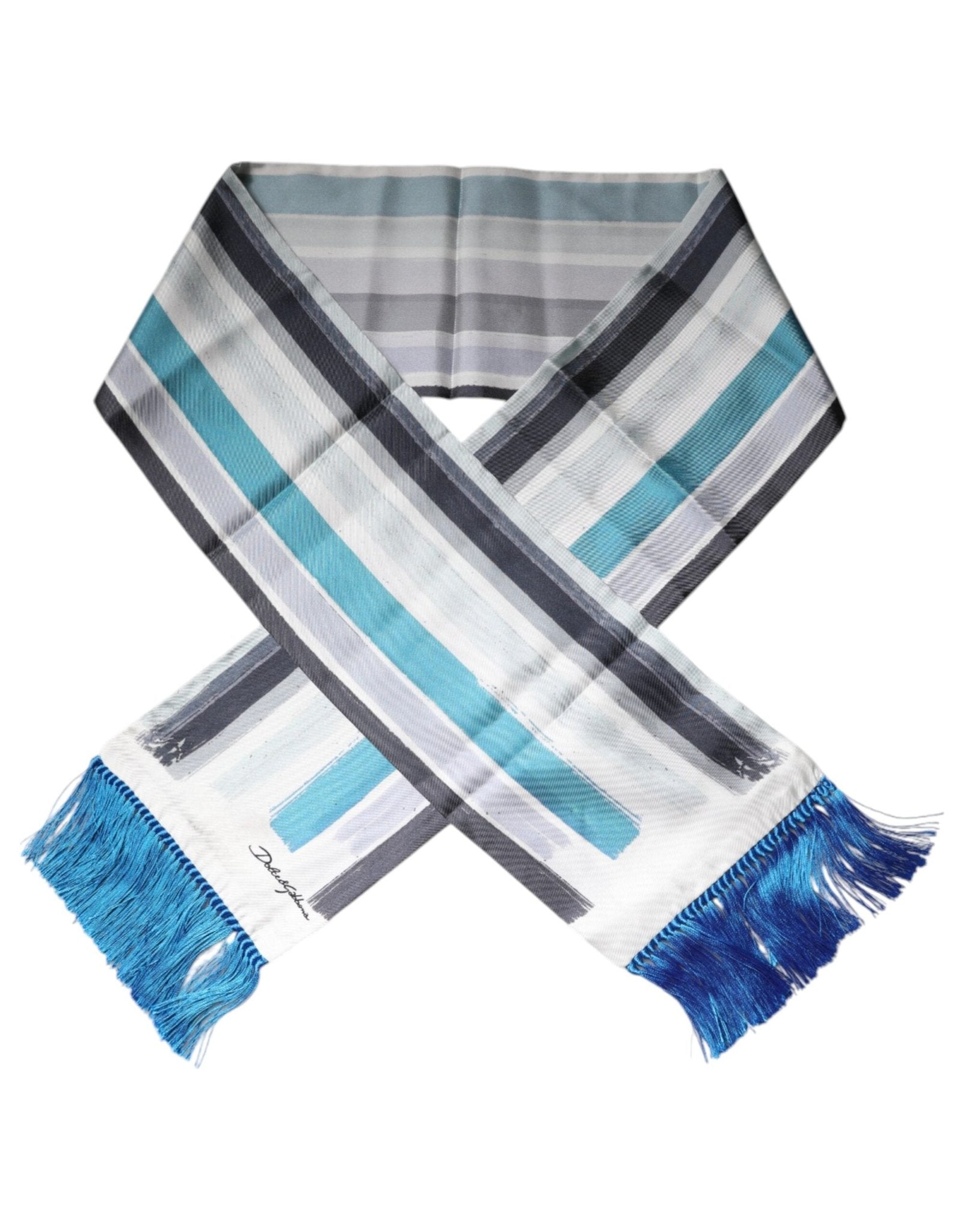 Dolce & Gabbana Multicolor Stripes Silk Fringes Neck Foulard Scarf – par Dolce & Gabbana | Disponible sur Sandy Store ByNet
