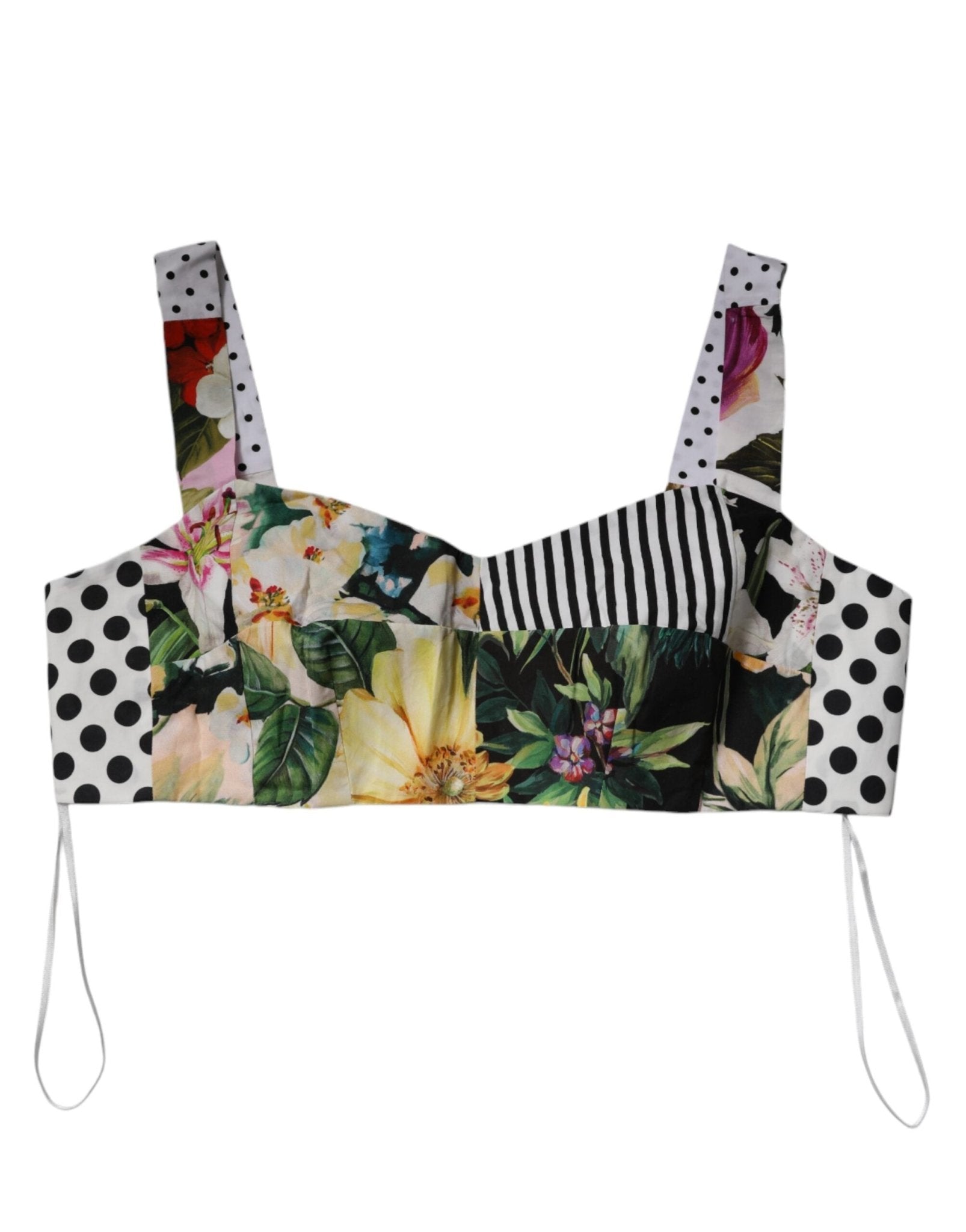 Dolce & Gabbana Multicolor Sweetheart Neck Patchwork Crop Top - Sandy Store ByNet